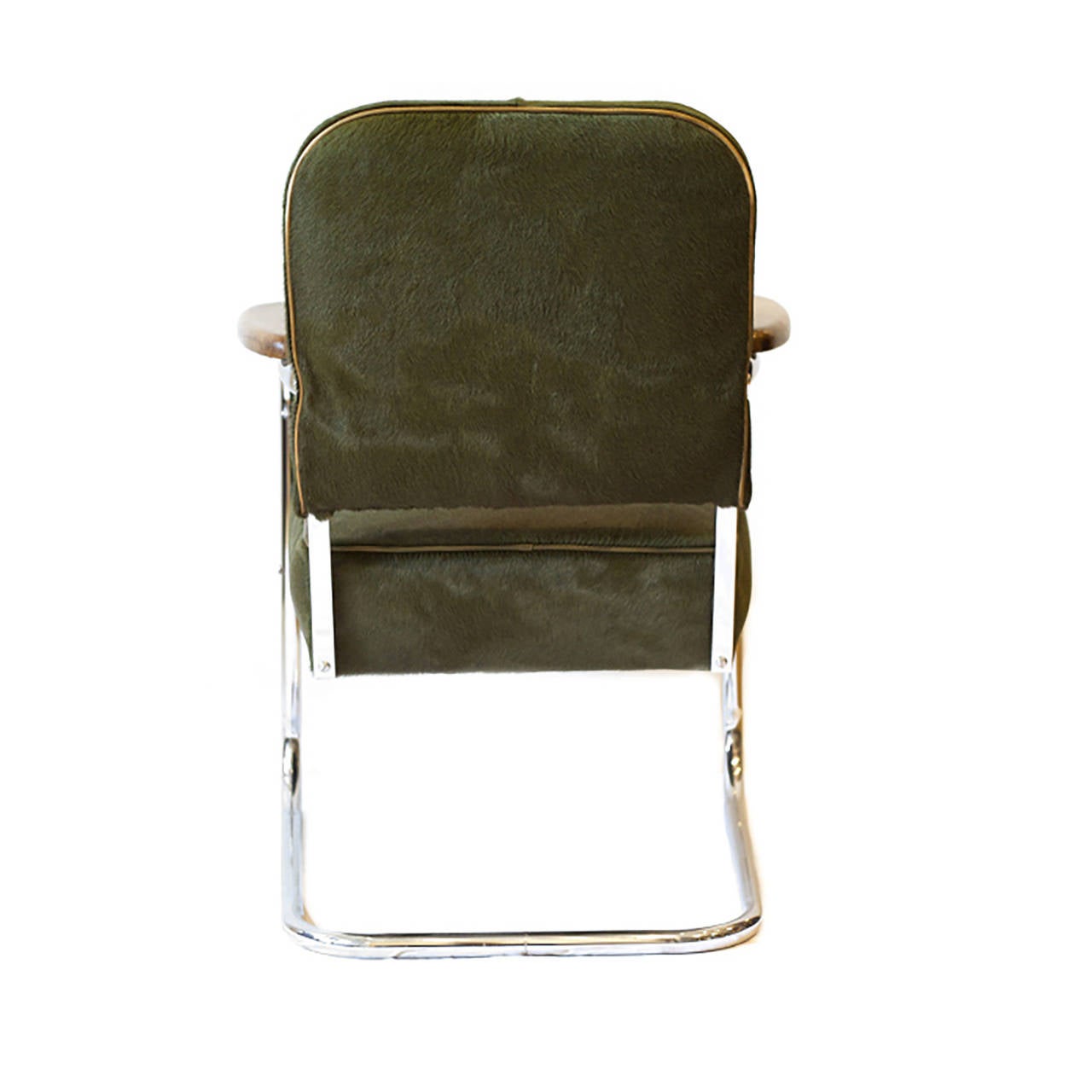 Pair of Custom Olive Green Pony Hide Side Chairs 1