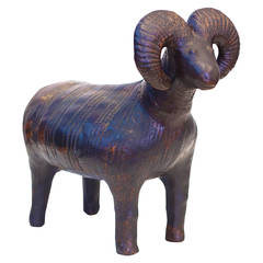 Midcentury Ceramic Ram Sculpture