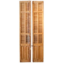 Mid 19th Century Pair of Monumental Slated Wooden Shutters
