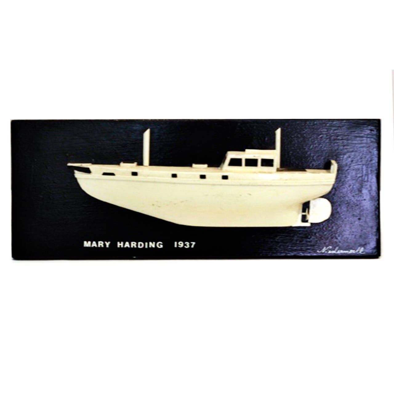 Hand painted wooden ship plaques in high relief. Six model ships, named and dated from 1895-1967, circa mid 20th century.