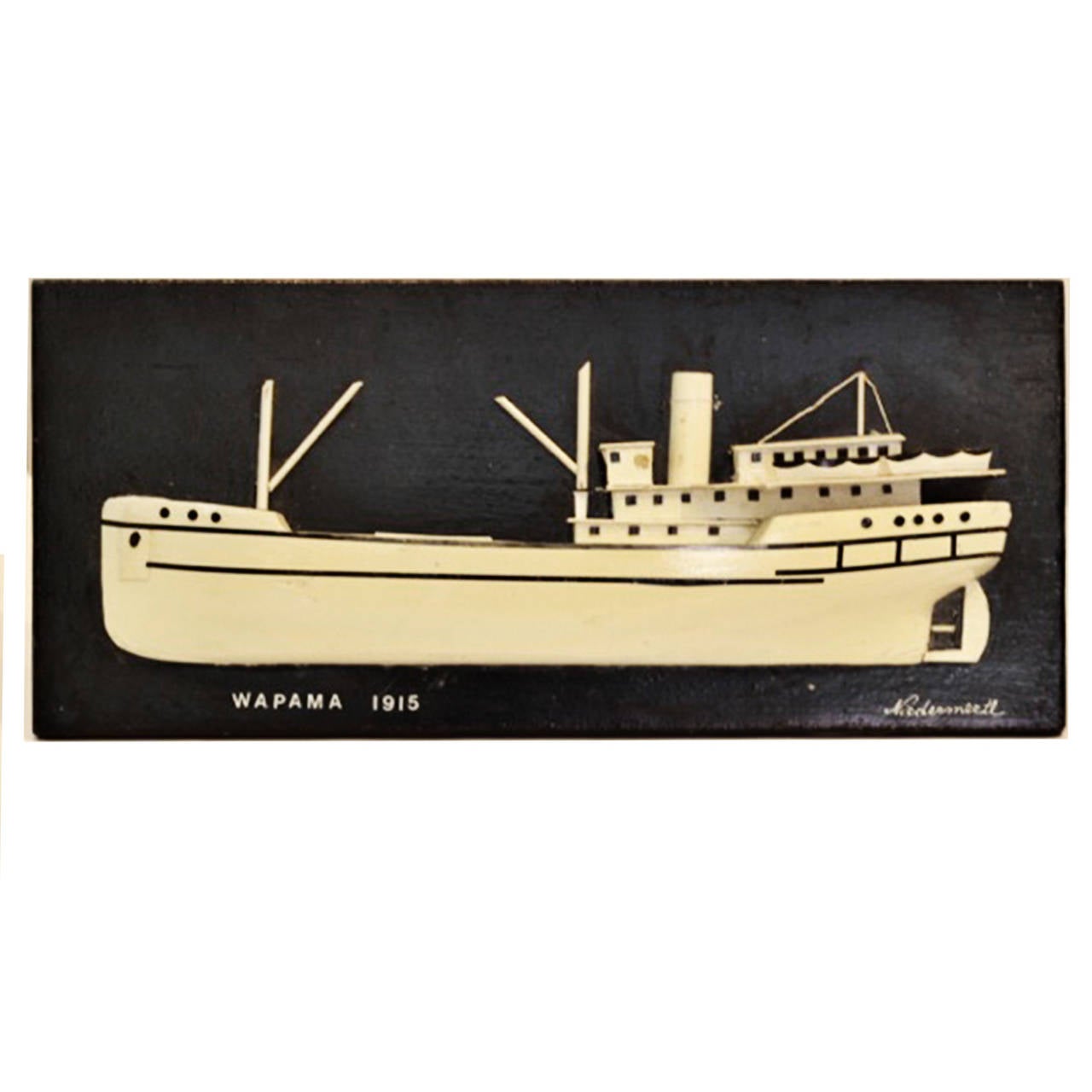 High Relief Hand-Painted Wooden Ship Plaques 1