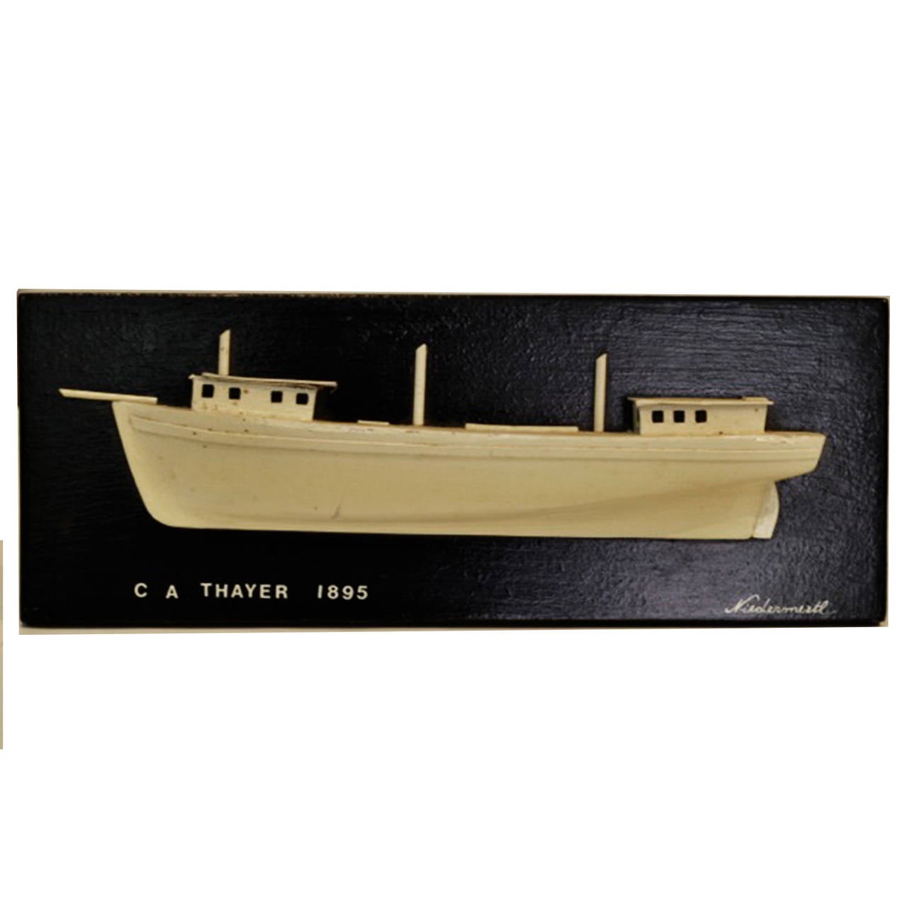 High Relief Hand-Painted Wooden Ship Plaques 5