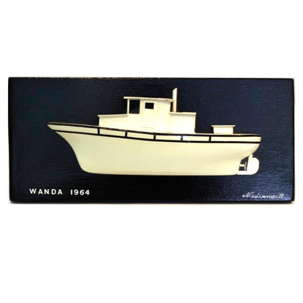 High Relief Hand-Painted Wooden Ship Plaques In Excellent Condition In San Francisco, CA
