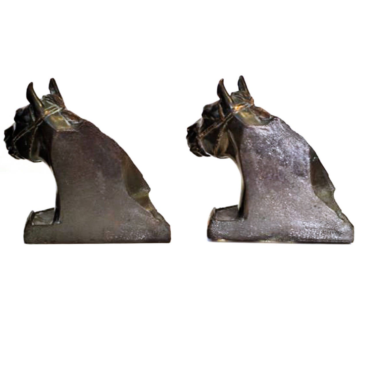 American Pair of Early 20th Century Bronze Horse Bookends