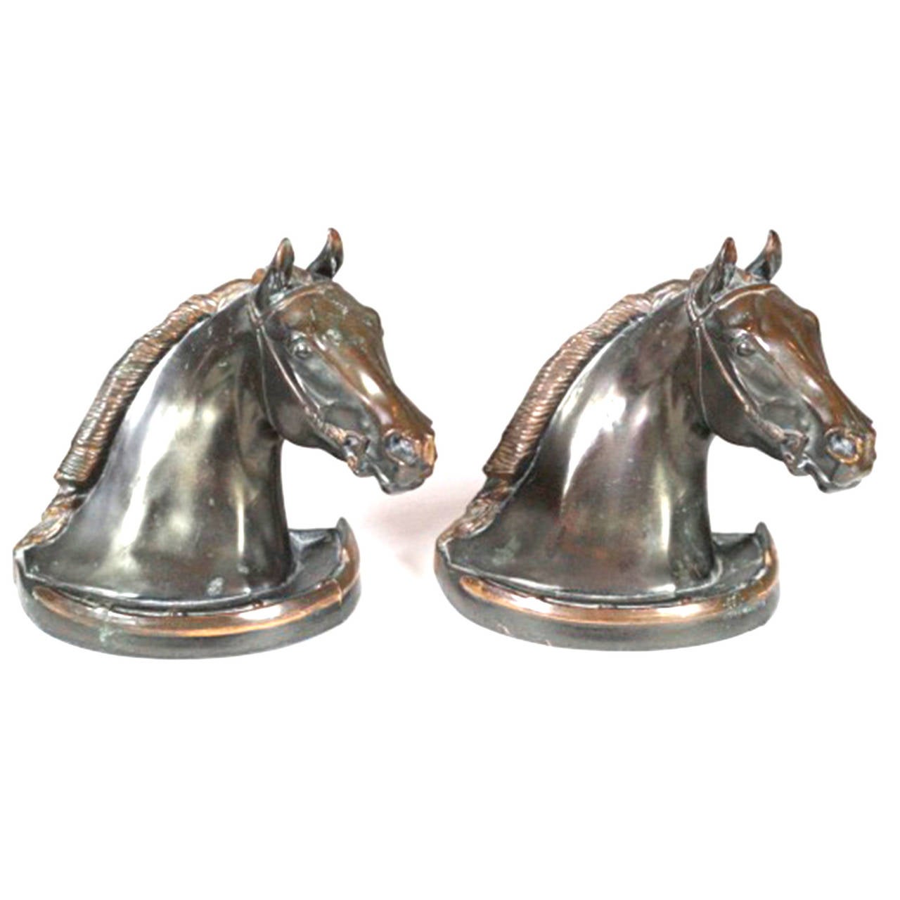 Pair of Early 20th Century Bronze Horse Bookends In Excellent Condition In San Francisco, CA