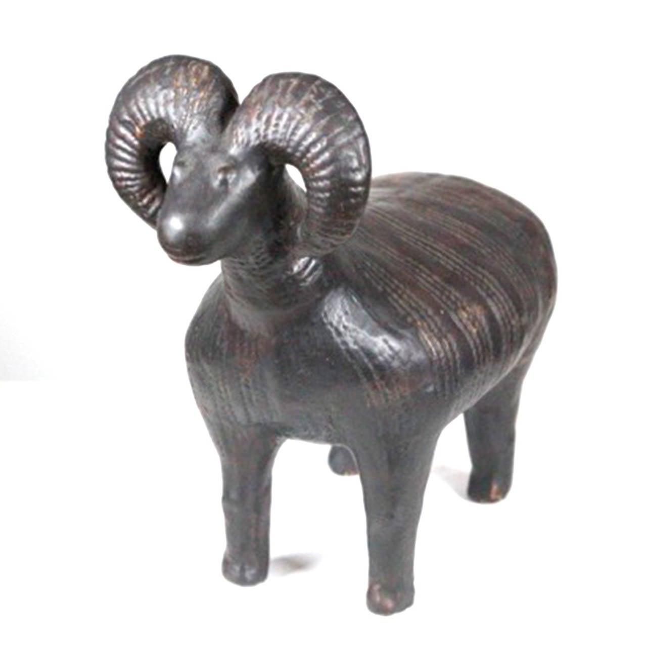 Midcentury Ceramic Ram Sculpture