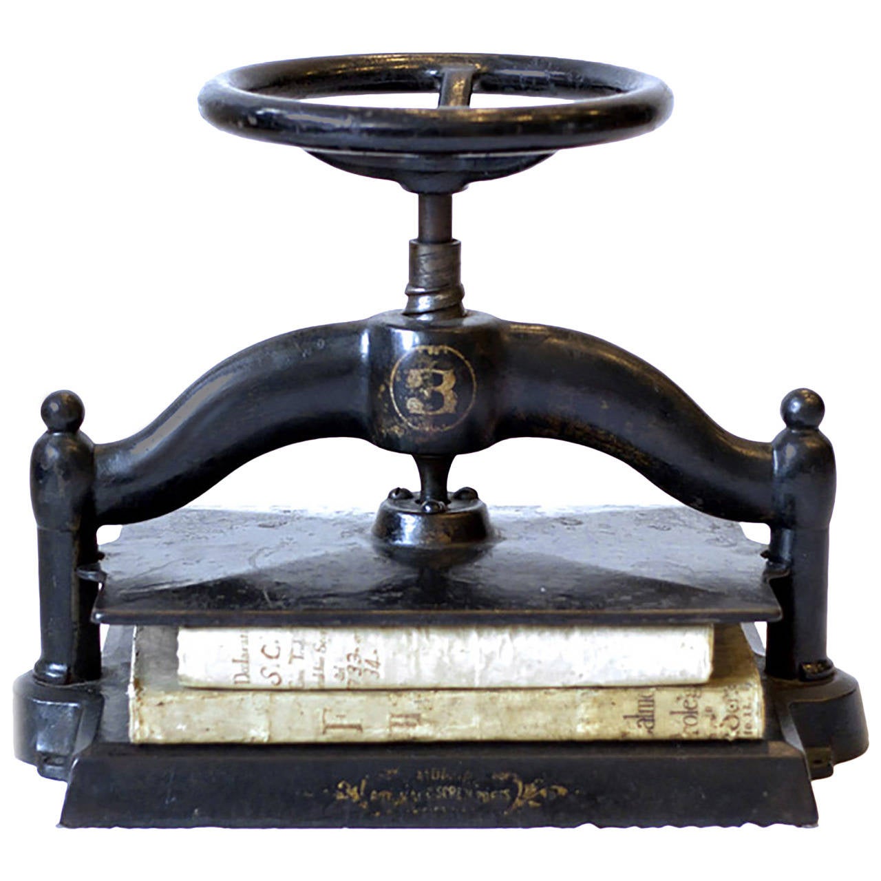 Early 20th c Antique Cast Iron Book Press For Sale at 1stdibs