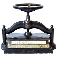 Early 20th c Antique Cast Iron Book Press 