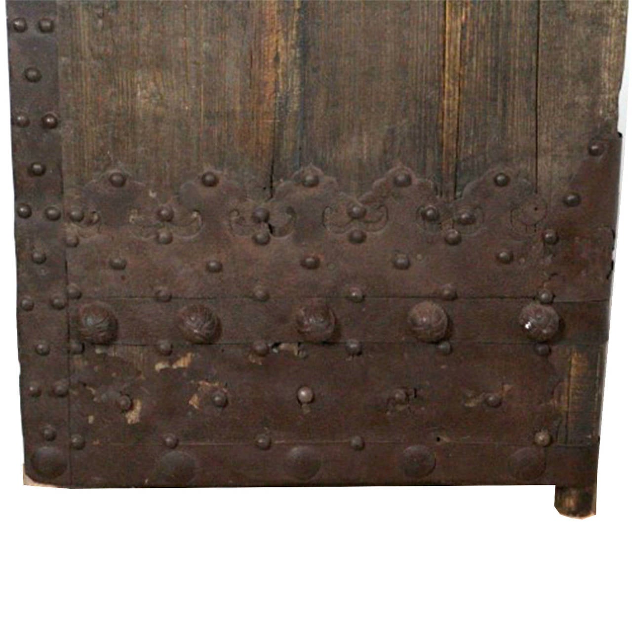 Late 19th c. Studded Elmood and Cast Iron Chinese Garden Gate Doors c. 1860-1890 1