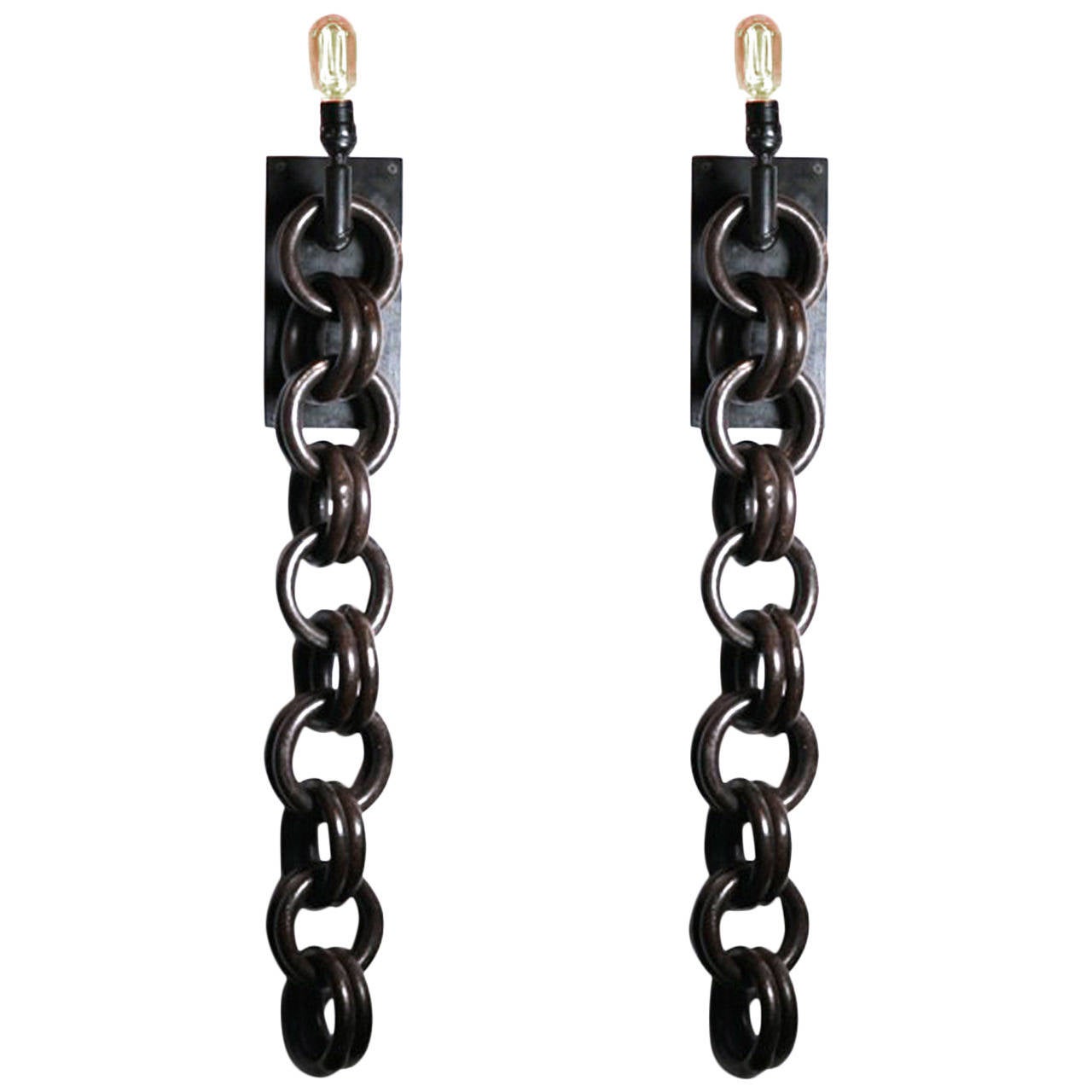 Pair of Heavy Chain Wall Sconces at 1stDibs