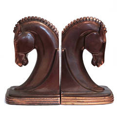 Antique Machine Age Art Deco Trojan Horse Bookends