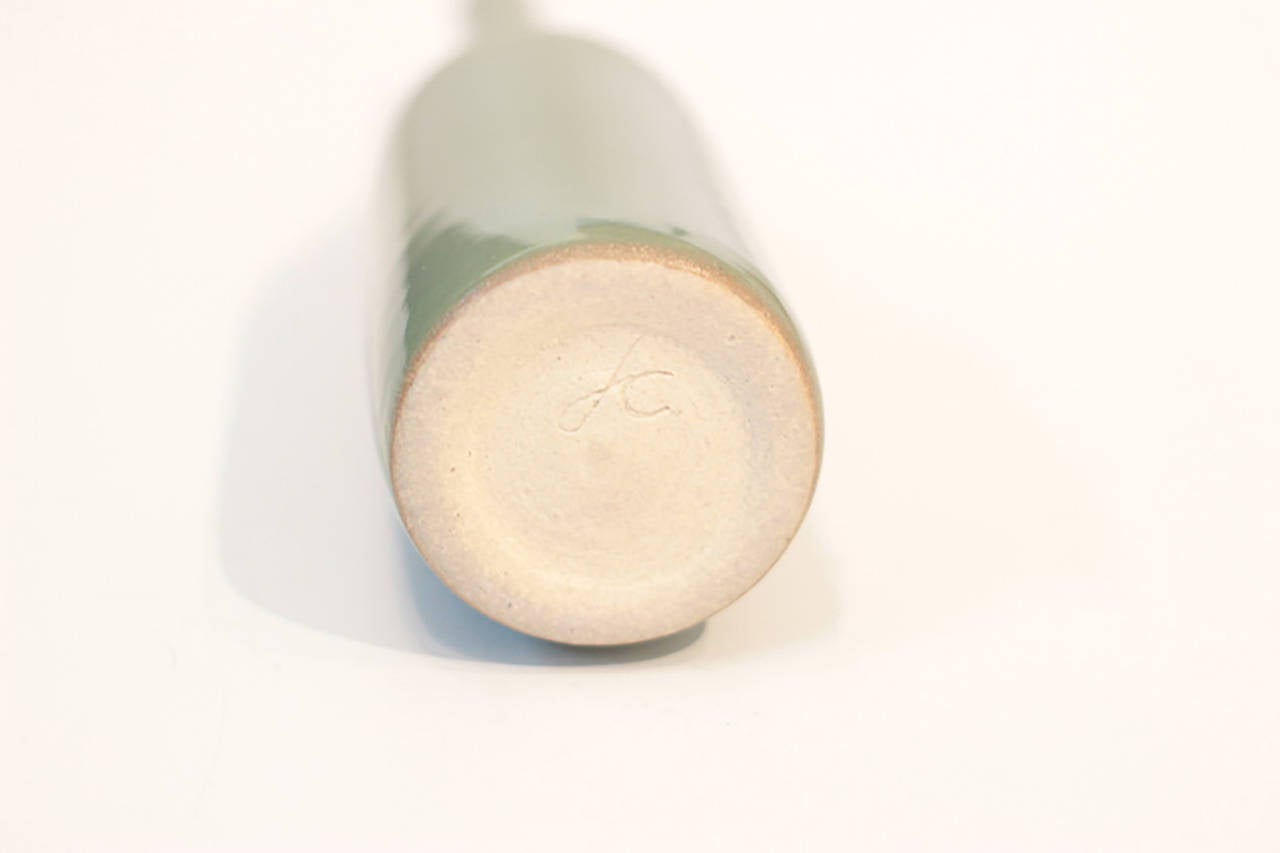 Jonn Coolidge Glazed Enamel Stoneware Green Bottle In Excellent Condition In San Francisco, CA