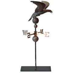 Antique 19th Century Copper Eagle Weathervane on Custom Steel Stand
