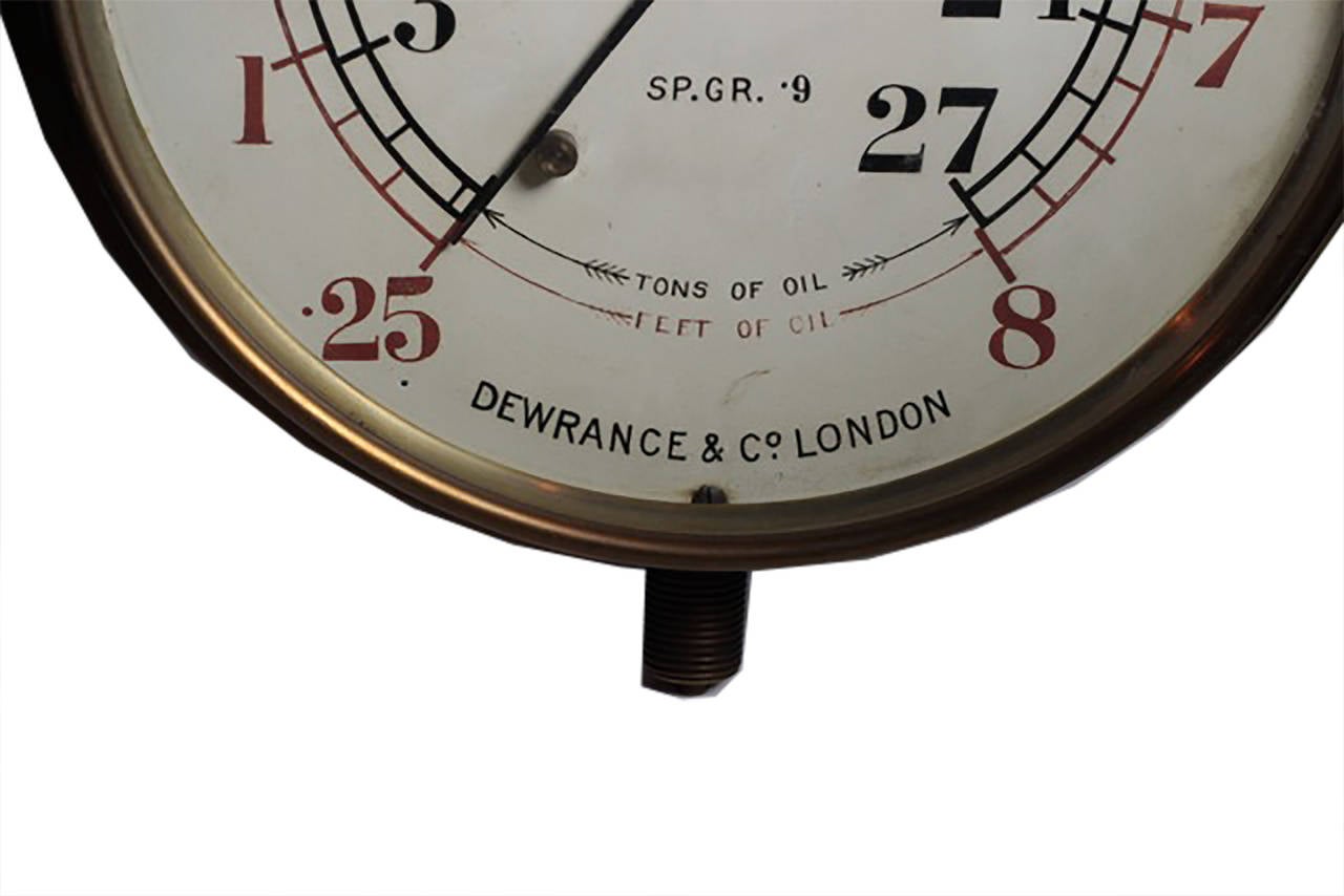 English Early 20th Century Brass Pressure Gauge