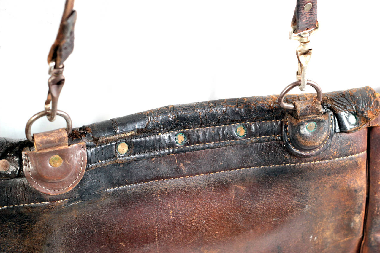 Vintage Leather Mail Carrier Bag For Sale at 1stdibs