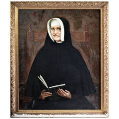 Mid Century Portrait of Nun, Oil on Canvas