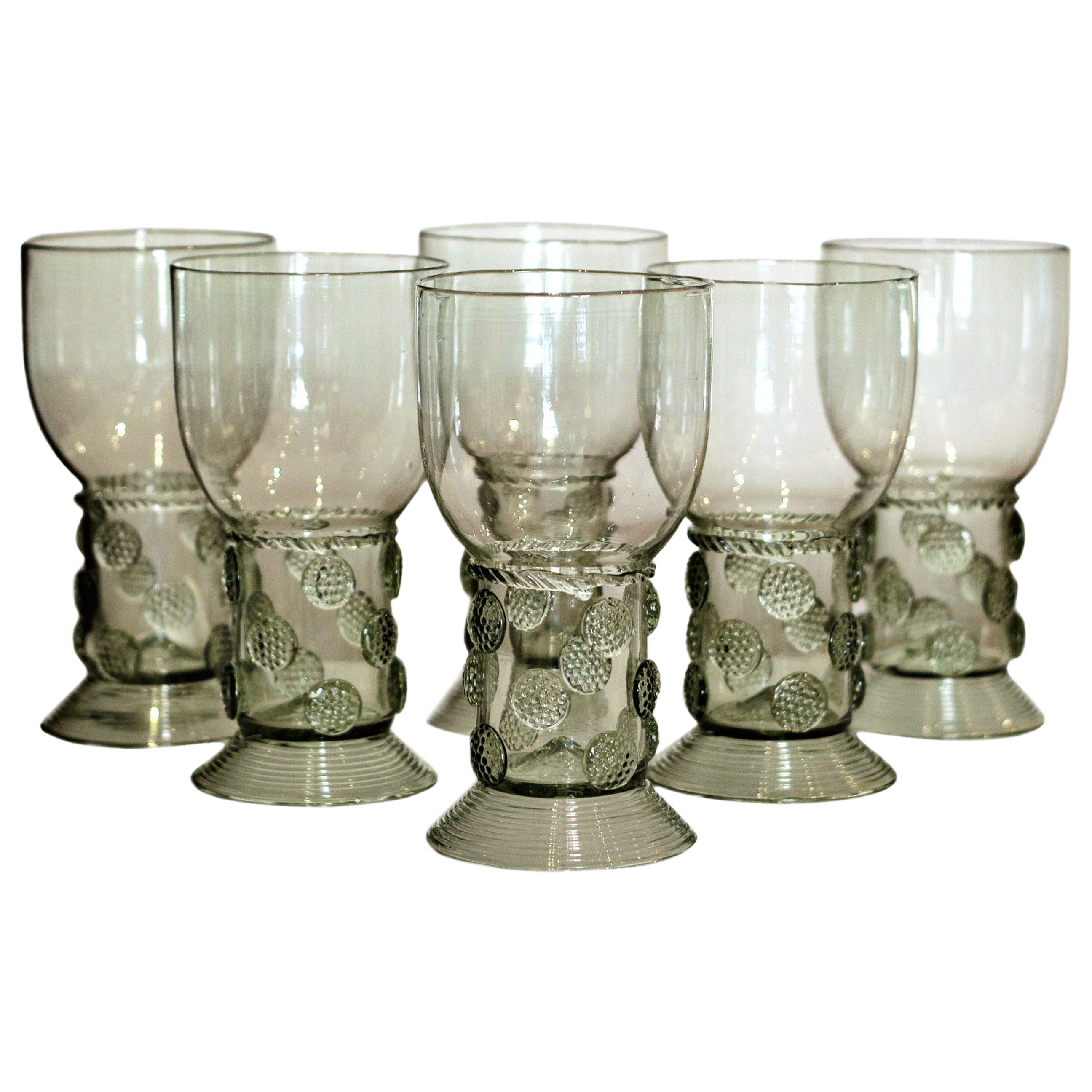 Set of Six Large Handblown Water Glasses