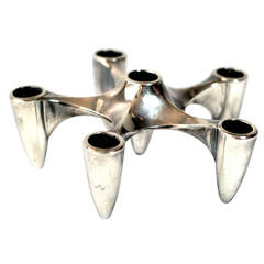 Mid-Century Modern Silver Plated Candleholder