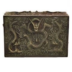 Antique 1920s Patinated Chinese Copper Dragon Box