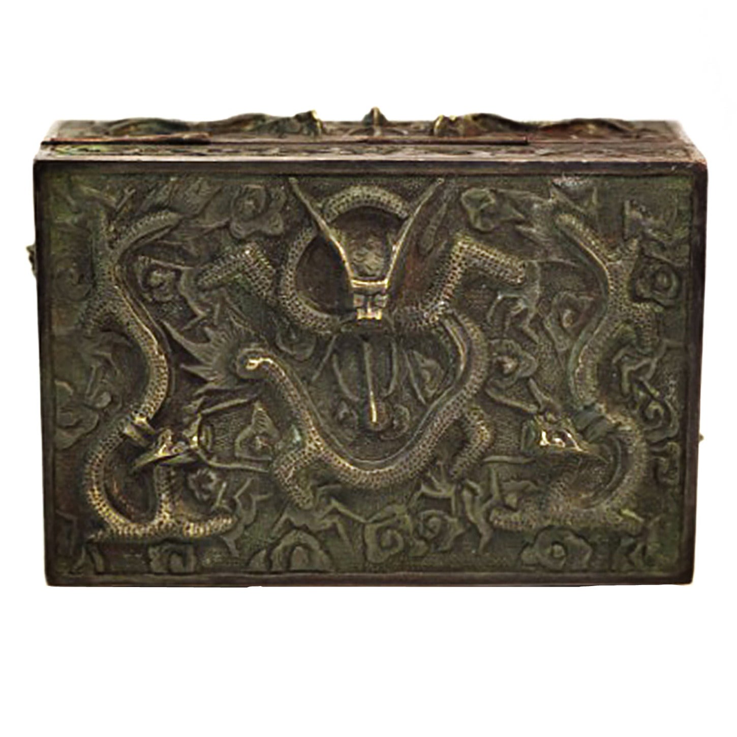 1920s Patinated Chinese Copper Dragon Box