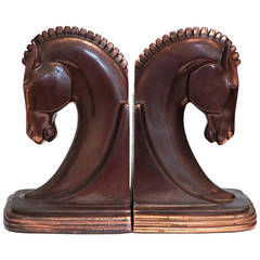 Art Deco Bronze Trojan Horse Bookends