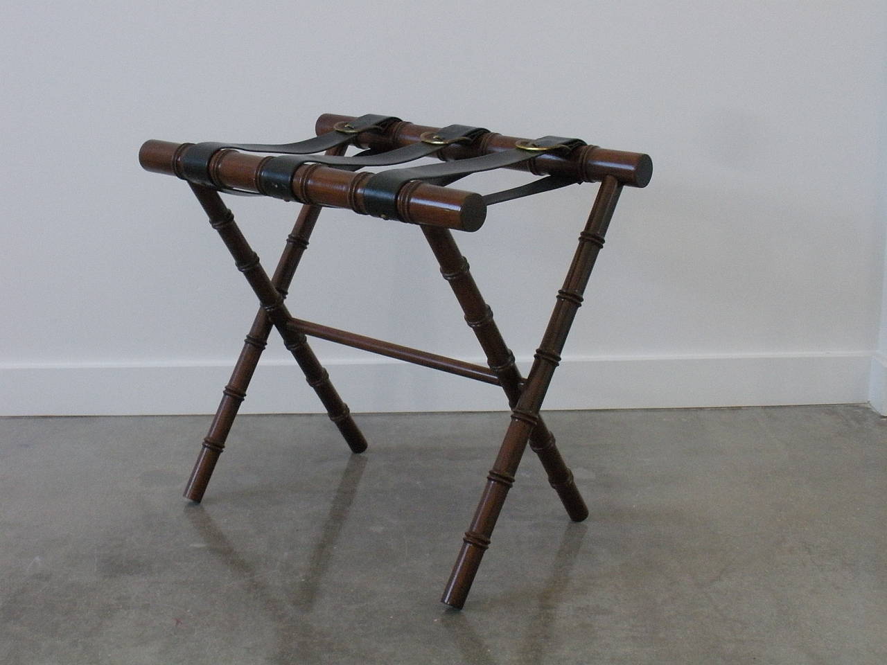 Style Faux Bamboo and Leather Luggage Rack at 1stdibs