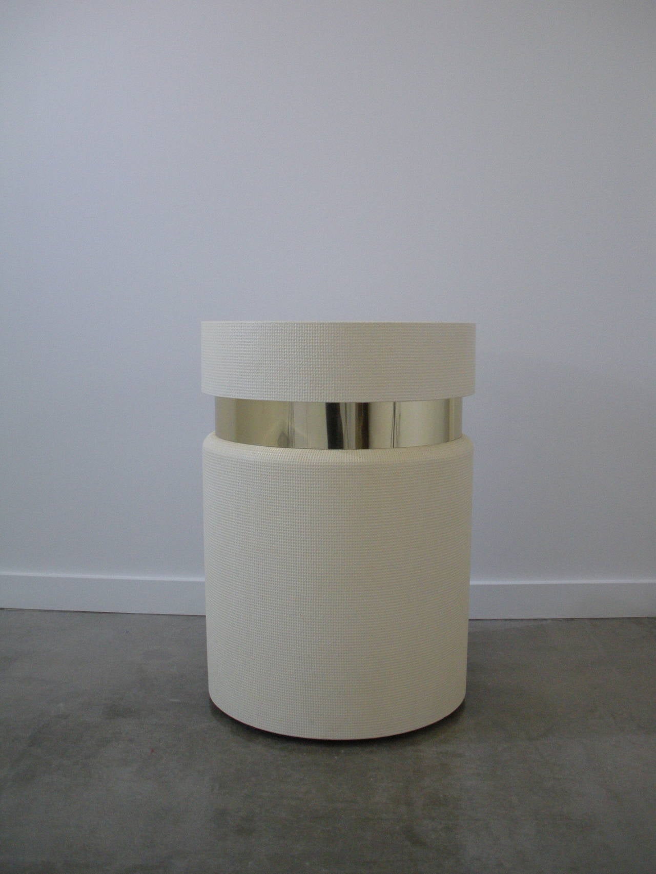 Round Parchment Table with Brass Band, Manner of Karl Springer