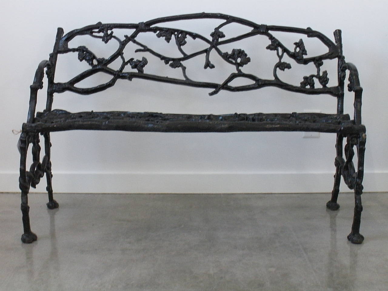 American Pair of 19th Century Faux-Bois Cast-Iron Garden Benches:  Janes Beebe