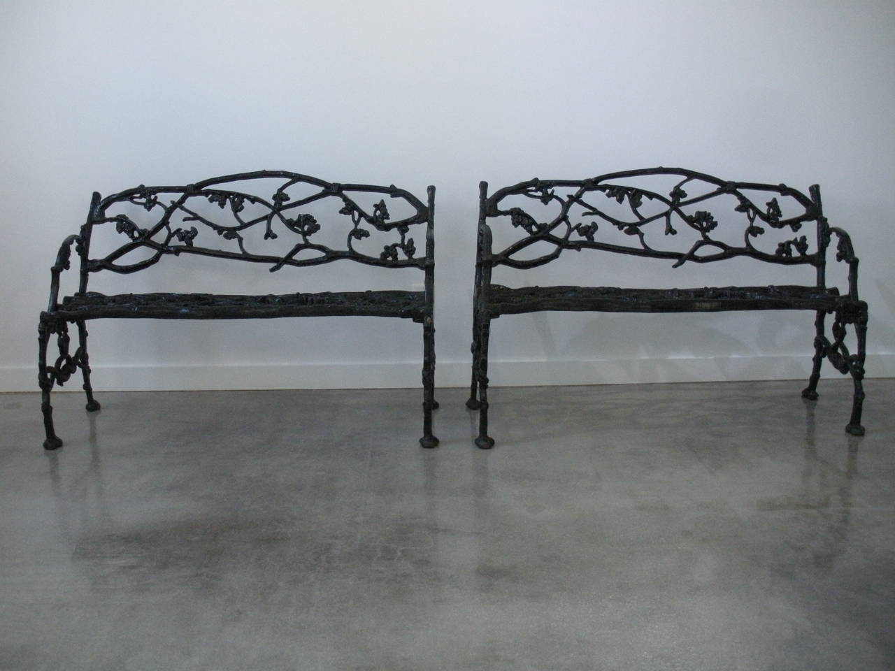 Pair of 19th Century Faux-Bois Cast-Iron Garden Benches:  Janes Beebe In Excellent Condition In West Palm Beach, FL