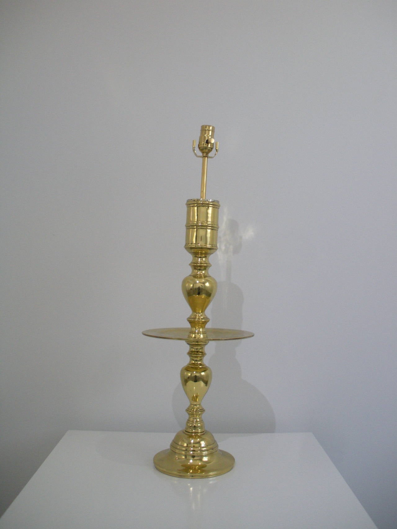 Pair of Moroccan Brass Candle Holder Lamps