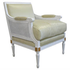 Louis XVI Style Painted Bergere with French Caning