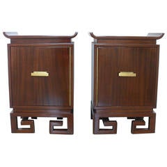 Pair of Asian Inspired Side Cabinets in the Style of James Mont