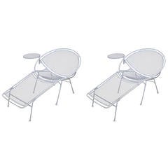 Pair of White Chaise Lounges with Table Maurizio Tempestini for Salterini