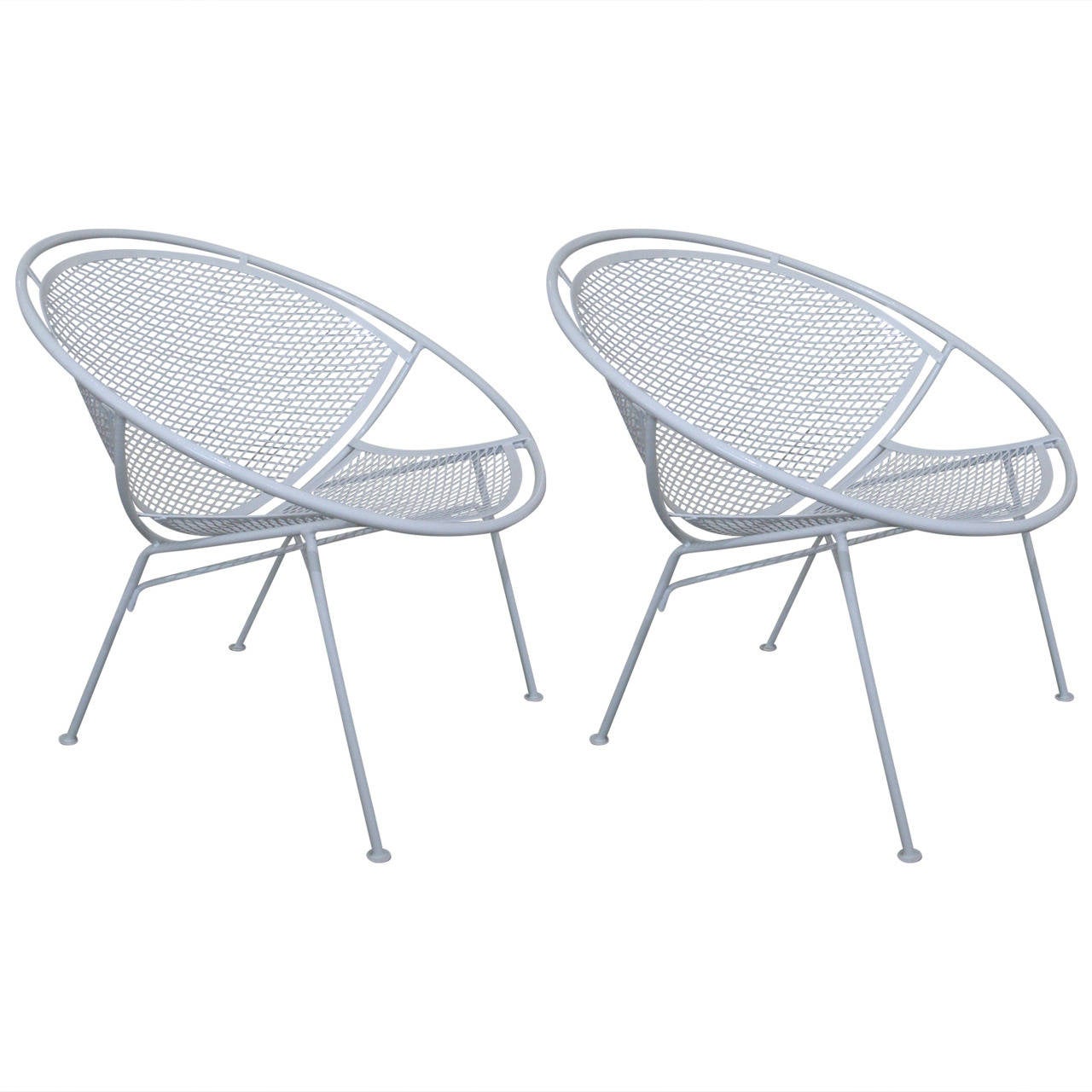 Pr. of Mid-Century White "Radar Hoop" Chairs:  Maurizio Tempestini for Salterini