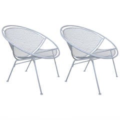 Pr. of Mid-Century White "Radar Hoop" Chairs:  Maurizio Tempestini for Salterini