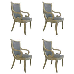 Set of 4 Hollywood Regency Style Tessellated Bone Armchairs: Enrique Garcel