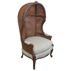 Vintage Louis XV Style Porter Chair with French Caning