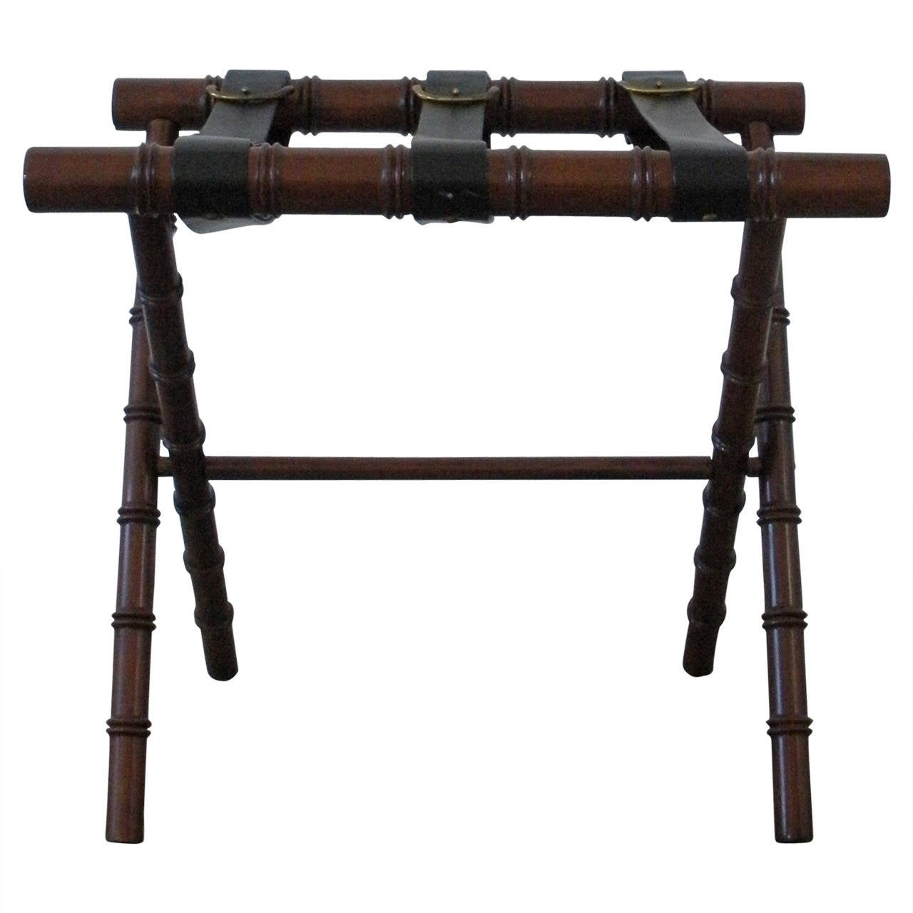 Style Faux Bamboo and Leather Luggage Rack at 1stdibs