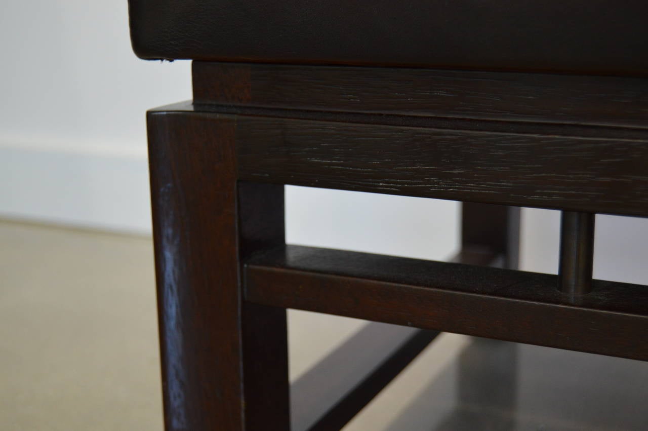 Polished Pair of Leather Benches