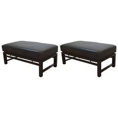 Pair of Rectangular Leather Benches, Edward Wormley for Dunbar, 1940s 8