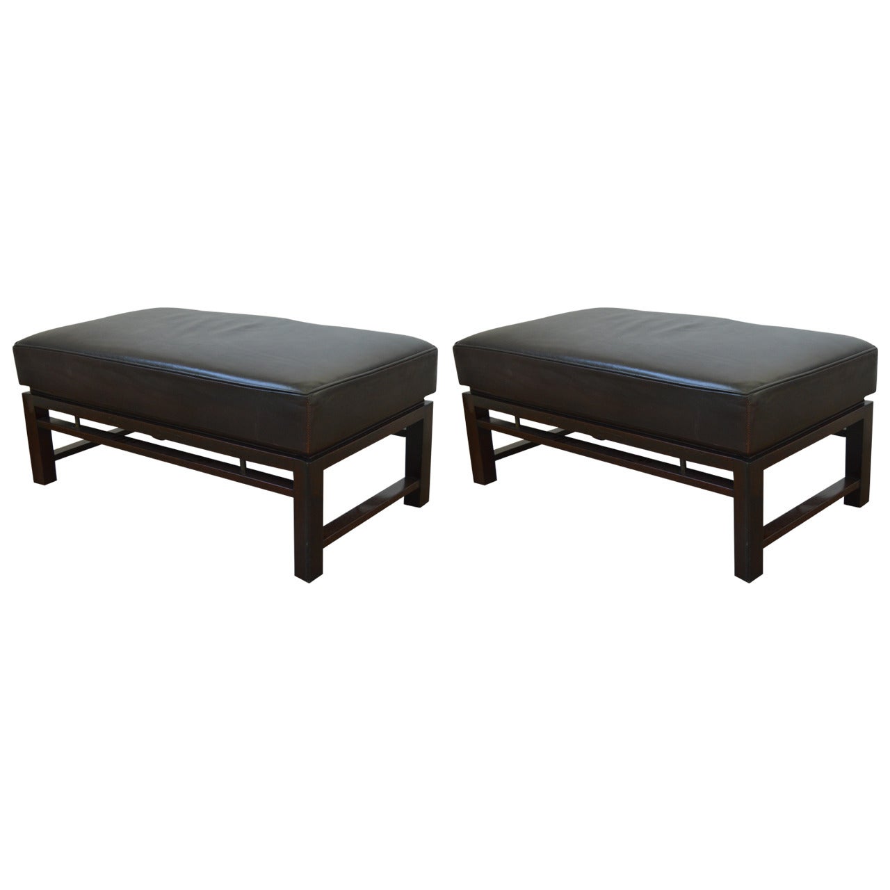 Pair of Leather Benches