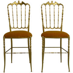 Vintage Pair of Charivari Italian Brass Chairs