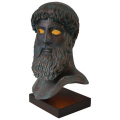 Vintage Illuminated-Sculpture of the "Artemision Zeus" or "God from the Sea": Modern