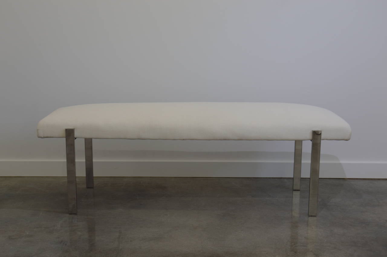 Polished Rectangular Aluminum Bench:  Milo Baughman 1970s In Excellent Condition In West Palm Beach, FL