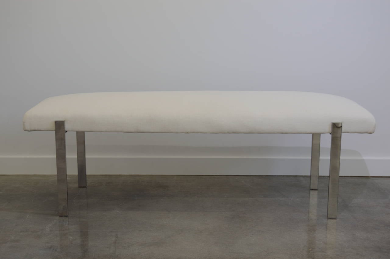 Newly upholstered bench by Milo Baughman