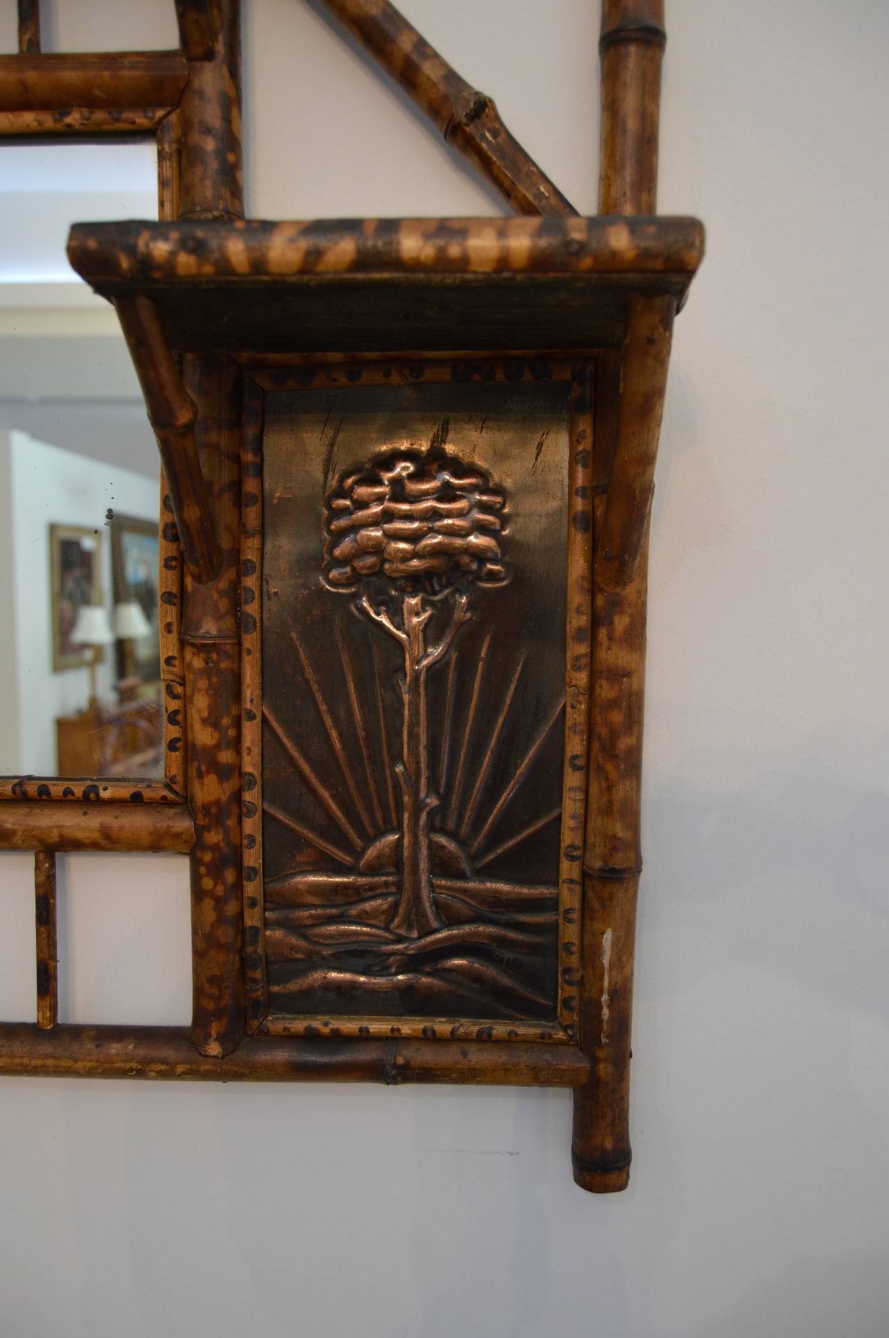 antique mirror with shelf