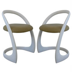 Pair of Italian Carbon-Fiber Custom-Made Desk Chairs with Leather Upholstery