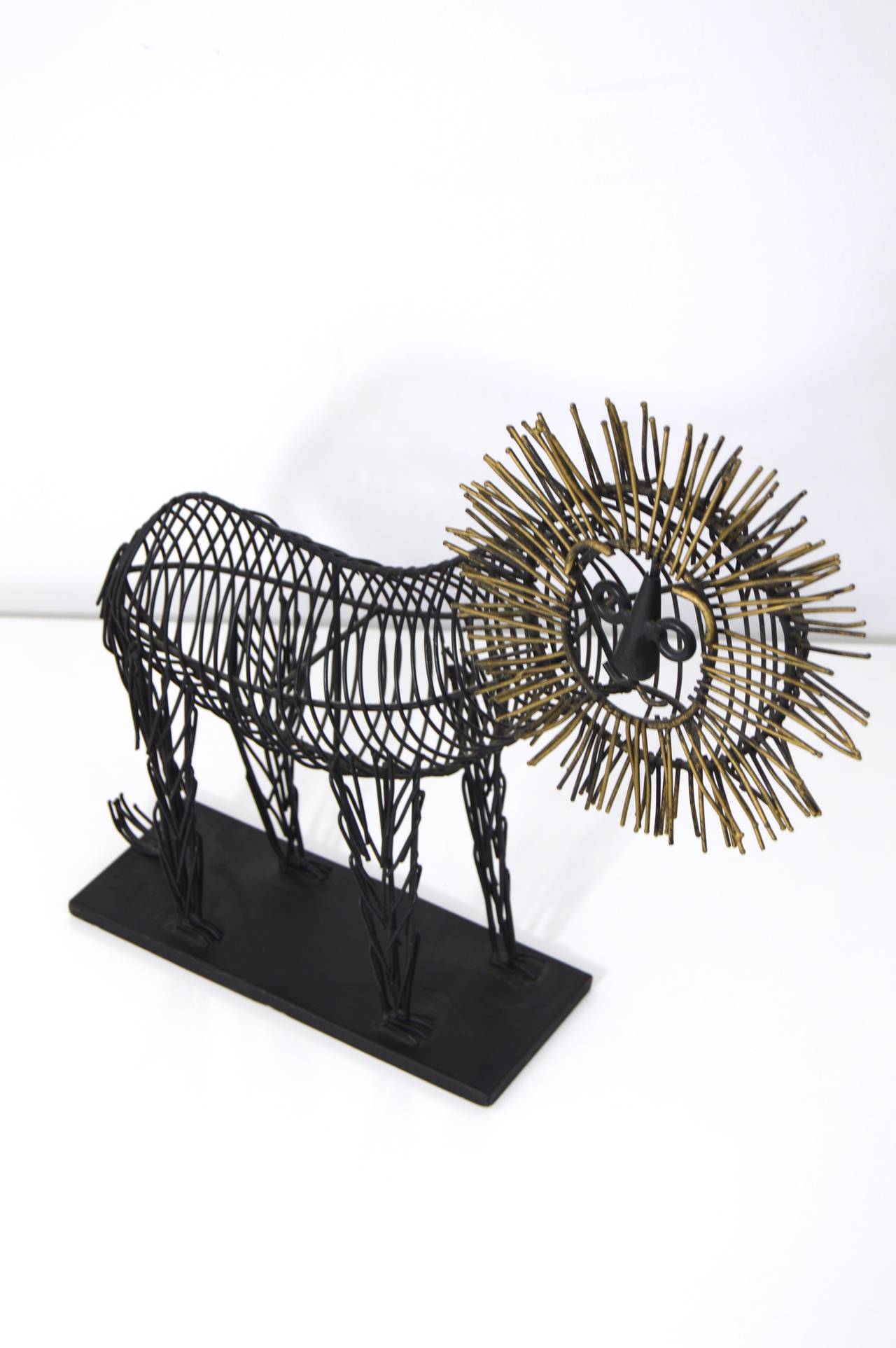 American Modern Wire Lion Sculpture
