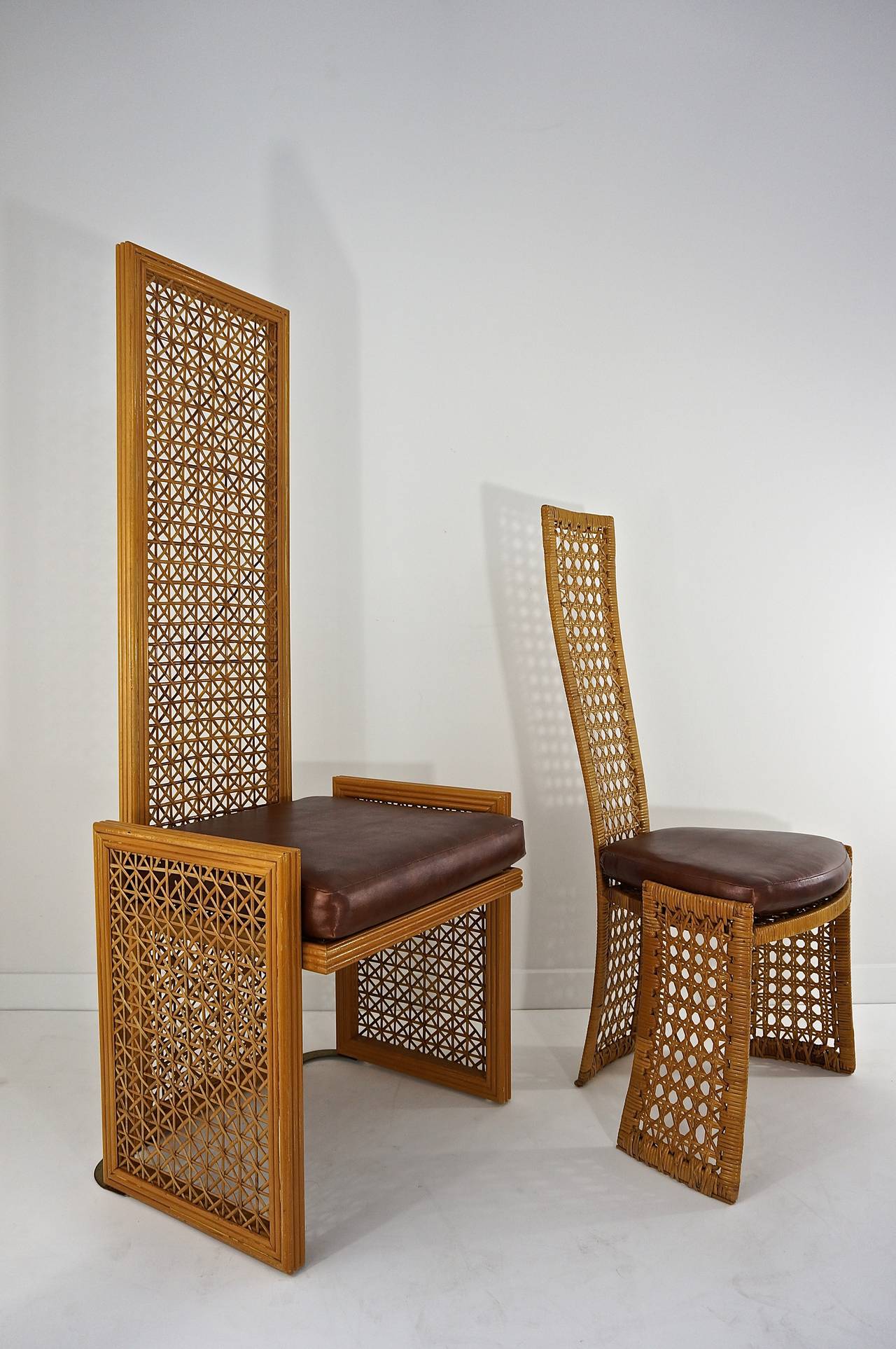 Modern Set of Eight Dining Chairs with French-Caning, Casa Bella, Danny Ho-Fong Style