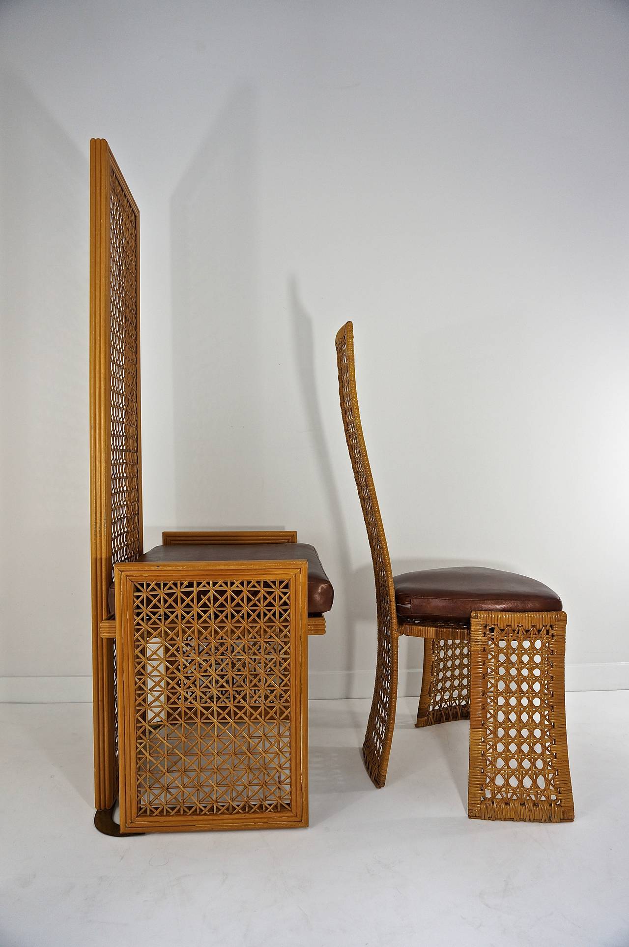 Italian Set of Eight Dining Chairs with French-Caning, Casa Bella, Danny Ho-Fong Style